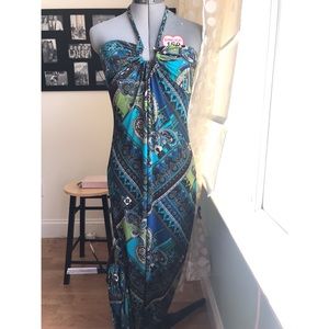 Tropical Long Halter Dress